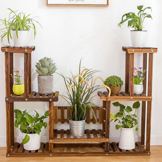 Suporte para vasos de plantas em madeira 10