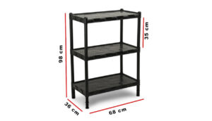Estante para plantas Plástica Preta 3 Prateleiras multi-uso