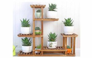 Suporte para vasos de plantas em madeira modelo 02