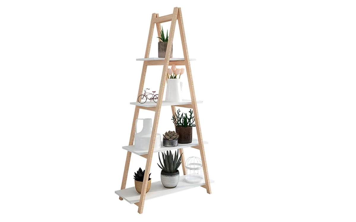 Estante decorativa triangular 4 Prateleiras Estante decorativa triangular 4 Prateleiras
