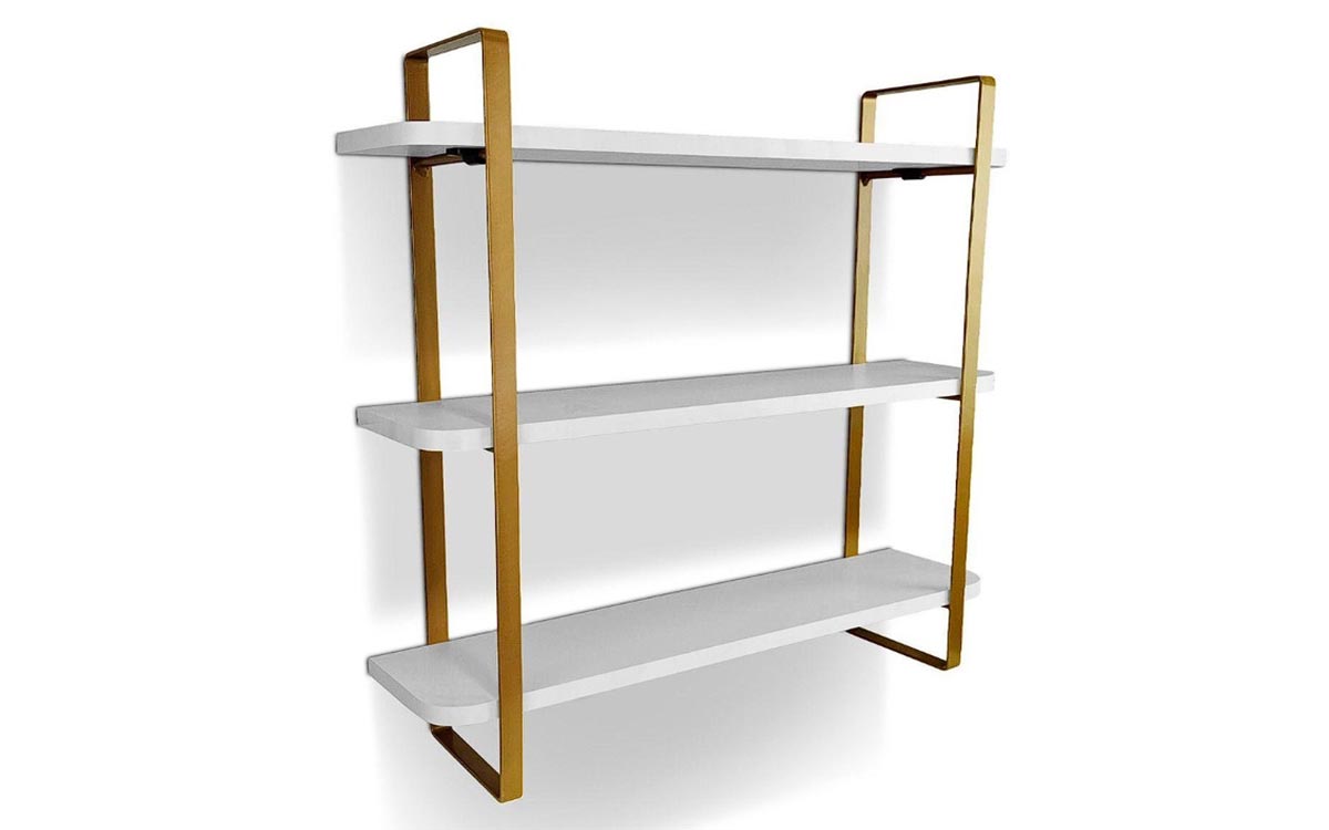 Prateleira Tripla Hone Dourado ou Branco 1 Prateleira Tripla Hone Dourado ou Branco