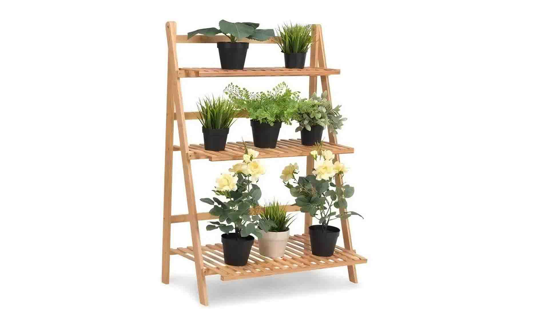 Floreira multiuso tripla de madeira pinus para decorar seu jardim 1 Floreira multiuso tripla de madeira pinus para decorar seu jardim