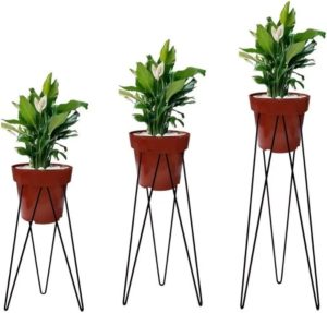 Kit 3 Tripés Para Vasos Planta Jardinagem Pmg Aramado Ferro