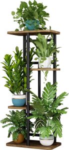 LINZINAR Suporte para plantas, 4 níveis 5, prateleira para plantas internas em vaso, vários suportes para jardim, canto e varanda (4 camadas 5 em vaso, preto)
