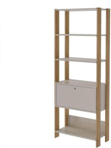 Estante Organizadora com porta basculante MATCH cor Carvalho/Off White - Artely