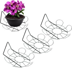 Kit 3 Suporte Margarida de Vaso e Planta Preto Mão Francesa Arabesco Para Pendurar e Planta Na Parede De Metal Artístico de Luxo