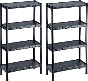 Kit 2 Estante Plástica Organizadora Preta Com 4 prateleiras (Preto)