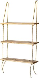 Kit 3 Prateleiras Estantes 60x20 Painel Pinus Nicho Quarto Sala + Corda Sisal