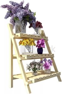 Estante Escada de Madeira Pinus 3 Prateleiras Ideal para Plantas Decoração e Organização