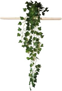 Planta Pendente Folhas de Heras Prateleira com Vaso Quadrado de Espelho Luxo