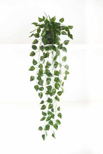 Arranjo de Jiboia Artificial com Vaso Preto Incluso Tamanho P - Planta Artificial Caída para Prateleira
