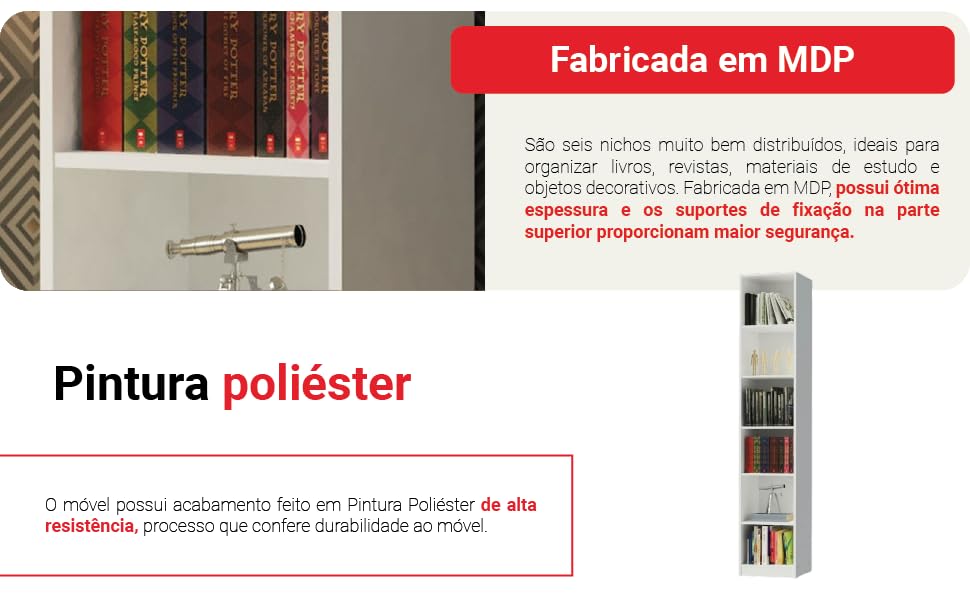 Estante Livreiro Madesa 6906 com 6 Nichos 