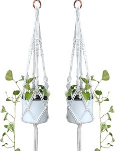 Kit 02 Suporte Corda Para Vasos Arte Macrame 70 cm