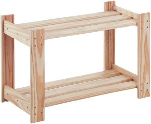 Sapateiro de madeira de 2 prateleiras, estante para sapatos de 62 x 30 x 44 c