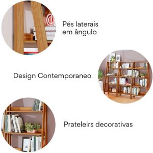 Estante para Livros Escada 4 Prateleiras Tok Yescasa Noce MIlano