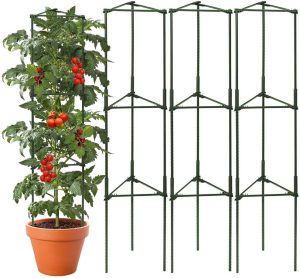arbxvnr 3 pacotes de até 121 cm gaiola de tomate grade de jardim postes de suporte de plantas com gaiola de tomate ajustável grade vegetal