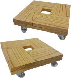 Suporte Base para Vaso de Plantas Quadrado 25cm Rodas Gel Anti-Riscos (Unidade)