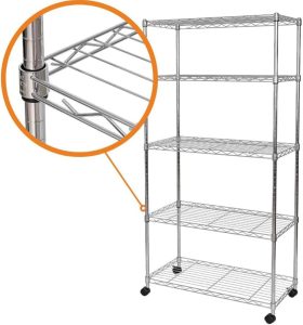 Estante Multiuso de Aço Inox 5 Prateleiras 155 cm Altura 75 cm Largura Material Com Durabilidade Capacidade de Carga Combina Com Escritório Cozinha Salas Depósitos Muito Fácil de Montar
