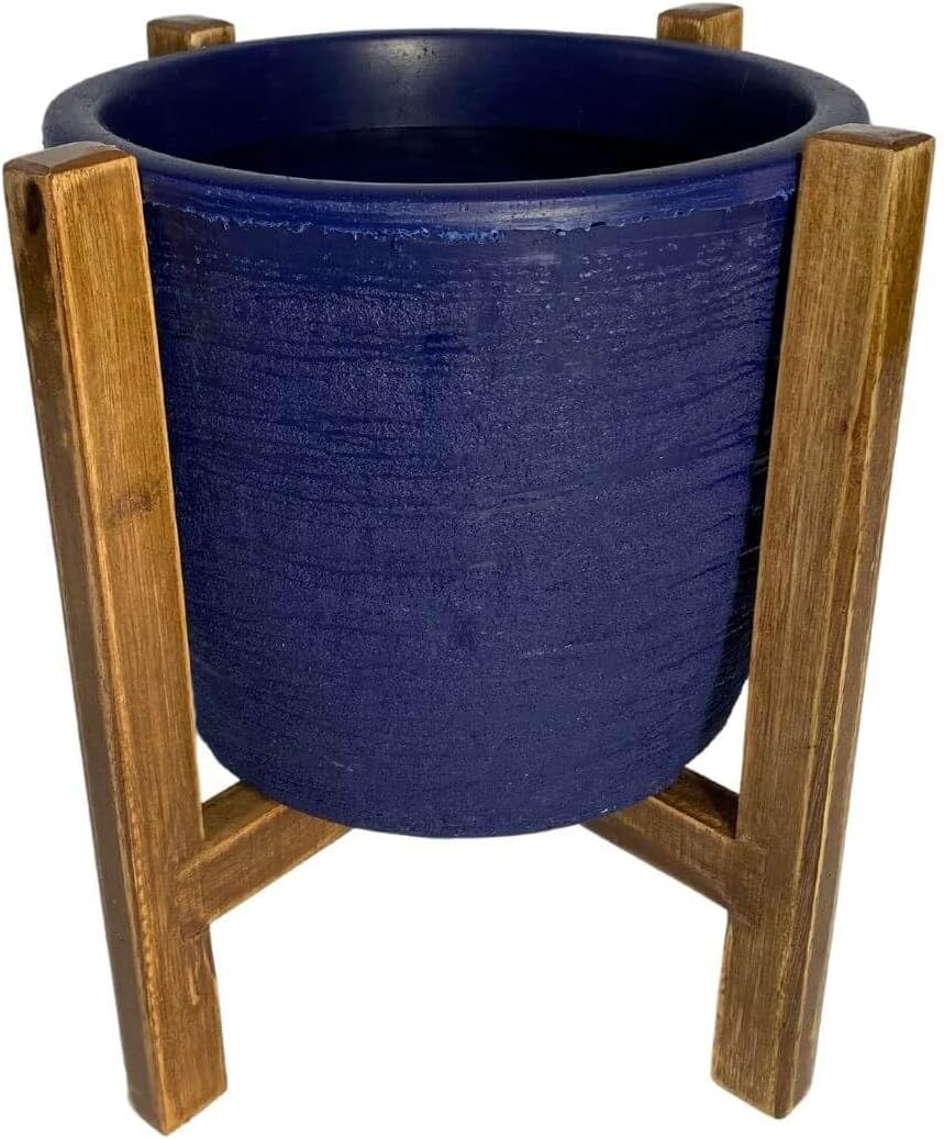 Conjunto de Vaso de Planta com Suporte de Madeira Decorativo (Pequeno (20x23), Azul) 1 1735495646 214 Conjunto de Vaso de Planta com Suporte de Madeira Decorativo