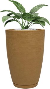 Vaso Polietileno Para Plantas Jardim Sala Luxo Cone Bojo 1 Com Prato (Bege)