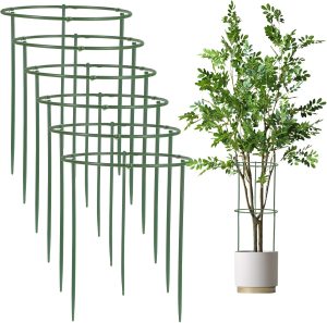 Gjinxi 36 peças de estacas de suporte de plantas estacas de plantas semi-redondas, suporte empilhável de flores de jardim de 6 níveis, gaiola para plantas de interior para tomate, monstera, peônia,
