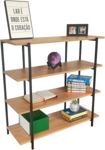 Estante Strassis Design SD-3080 Metal e MDF Cor: Preta