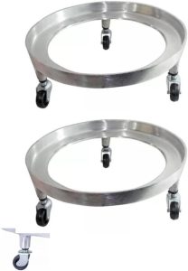 Suporte Botijão de Gás Vaso de Plantas Botijão de Gás Base Circular Alumínio Fundido Rústico Super Resistente 3 Rodas (KIT 2 unidades) | 5 PONTOS@