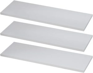 KIT 3 Prateleiras Estante 40×15 Madeira MDF Brancas Nicho Quarto Sala + Suporte Invisível