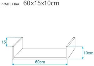 Kit 3 Prateleiras Nichos em U 60 x 15cm Branca Suporte Invisível