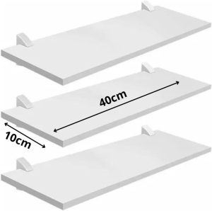 PRAT.K Kit 3 Prateleiras Brancas 1,5x10x40cm com Bucha – Organizador de Parede (Decorare)
