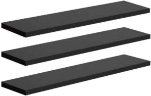 PRAT.K Kit 3 Prateleiras Pretas 1,5x10x40cm com Bucha – Prático para Decoração (Decorare)