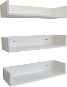 3 Prateleiras 50cm x 20cm x 11,5cm para livros e decoração – MDF Branco