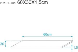 Kit 3 Prateleiras 60 x 30cm Branca Com Mão Francesa