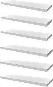 Kit 6 Prateleiras 60×15 MDF Branco com Suporte Flutuante Invisível
