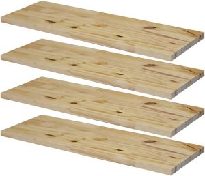 KIT 4 Prateleiras Estante 60×20 Madeira Painel Pinus Nicho Quarto Sala + Suporte Invisível