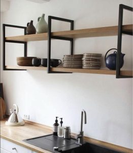 Prateleira Estilo Industrial Dupla Flutuante Ferro MDF Cozinha Escritório Sala (100cm)