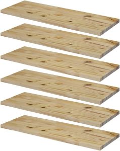KIT 6 Prateleiras Estante 60×20 Madeira Painel Pinus + Suporte Invisível