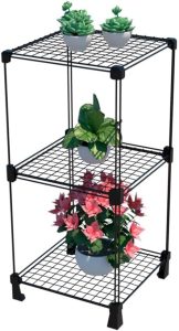 Suporte para Plantas Pequenas Floreira Prateleira Jardim Vertical Jardineira Estante Aramada 65cm (Preto)