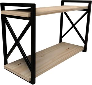 Prateleira Flutuante Estilo Industrial 20x60cm Kit Completo (PRETO)
