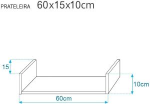 Kit 3 Prateleiras U 60 x 15cm Branca Suporte Invisível
