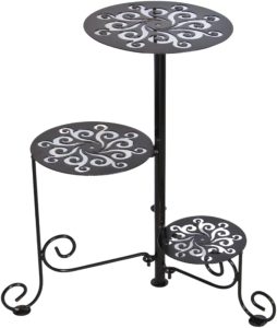 Suporte Para Vasos De Flor Articulado De Chão 3 Andares Redondo