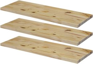 KIT 3 Prateleiras Estante 60×20 Madeira Painel Pinus + Suporte Invisível