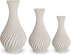 Kit 3 Vasos espirais para Plantas Artificais – Jarro vaso Espiral – Decoração Sala (Branco)