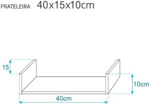Kit 4 Prateleiras U 40 x 15cm Branca Suporte Invisível