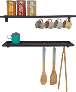 KIT 2 Uni Prateleira Strassis Design SD-3020 Metal Cor: Preta