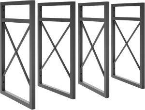 4 Suporte Nicho Prateleira Duplo Estilo Industrial Parede 37x20cm Preto Fosco