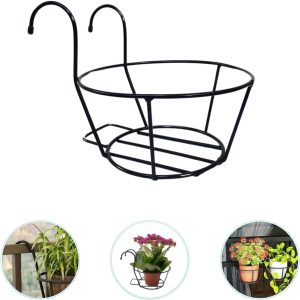 Cesta de Ferro Decorativa com Alças, Aramado, Suporte para Vasos Plantas, Flores, Jardim Vertical, Suporte Europeu, Preto 1 Cesta de Ferro Decorativa com Alças, Aramado, Suporte para Vasos Plantas, Flores, Jardim Vertical, Suporte Europeu, Preto