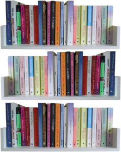 3 Prateleiras 60cm x 20cm x 11,5cm para livros e decoração – MDF Branco