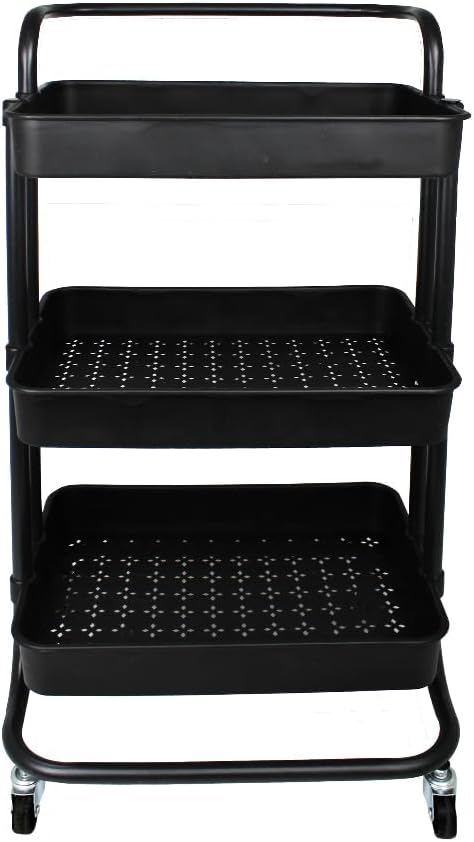 Carrinho Organizador Multiuso 3 Prateleiras Conthey Com Rodinhas, Estante, Preto, Facilidade, Mobilidade, Versatilidade para espaços como, Cozinhas, Escritórios ou Banheiros. 1 Carrinho Organizador Multiuso 3 Prateleiras Conthey Com Rodinhas Estante Preto