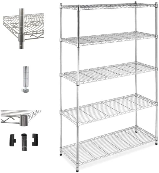 Estante Aramada de Aço Cromada | 5 Prateleiras | Multiuso | Resistente | 900 x 360 x 1800 1 Estante Aramada de Aco Cromada 5 Prateleiras Multiuso